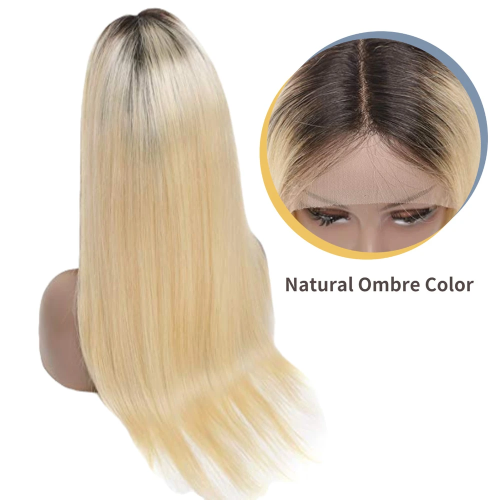 Blonde Bone straight Human hair Wigs
